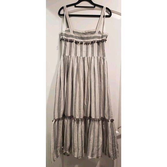 Maggy London Women's Stripe Flounce Sundress With Tassles Size US 8 - Picture 3 of 11